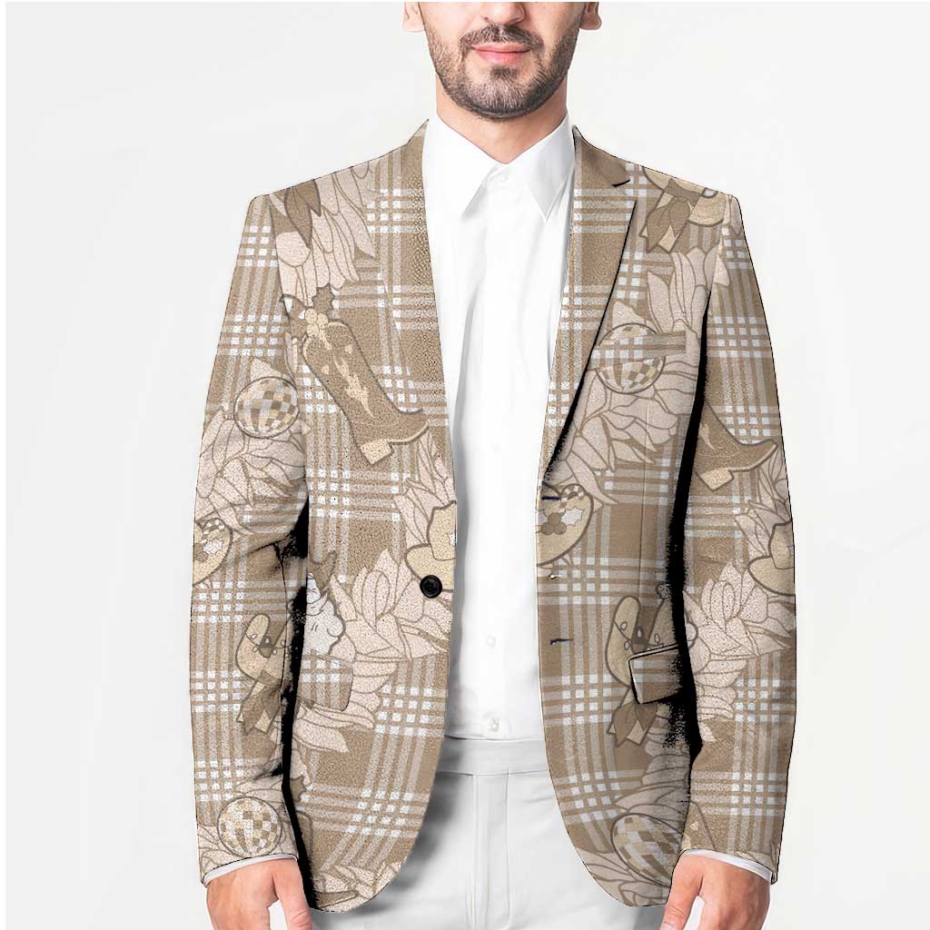 Khaki Palaka Hawaii Cowboy Christmas Blazer Paniolo Mix Maile Lei - Polynesian Pride