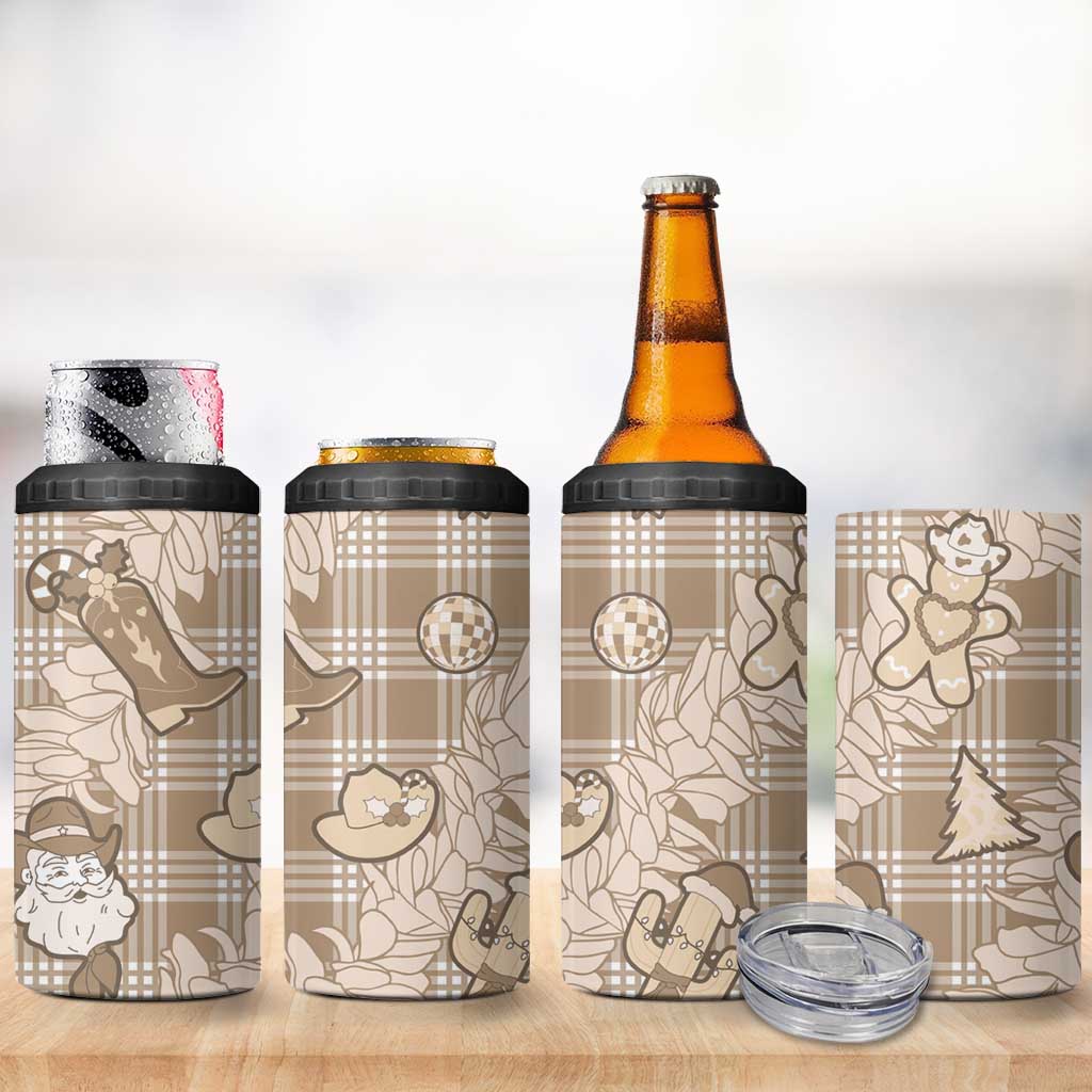 Khaki Palaka Hawaii Cowboy Christmas 4 in 1 Can Cooler Tumbler Paniolo Mix Maile Lei LT7 - Polynesian Pride