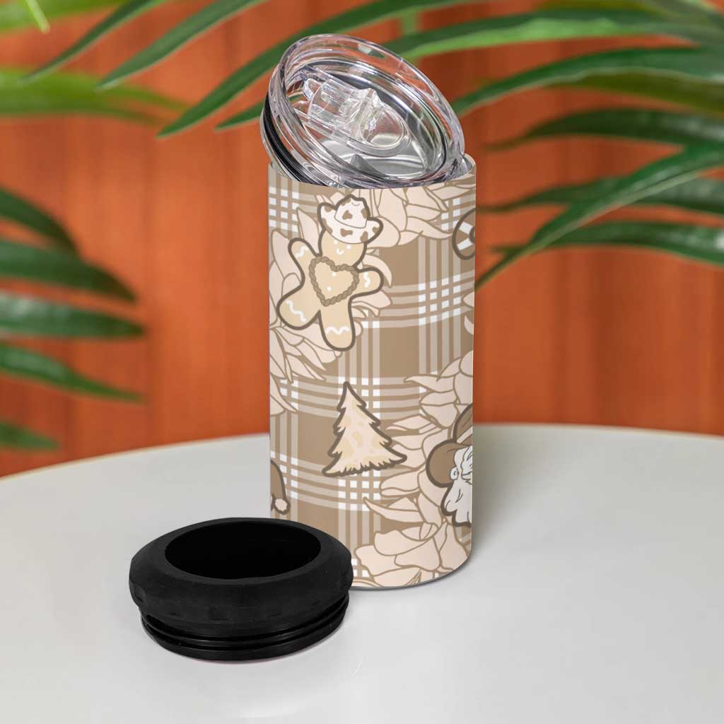 Khaki Palaka Hawaii Cowboy Christmas 4 in 1 Can Cooler Tumbler Paniolo Mix Maile Lei LT7 - Polynesian Pride