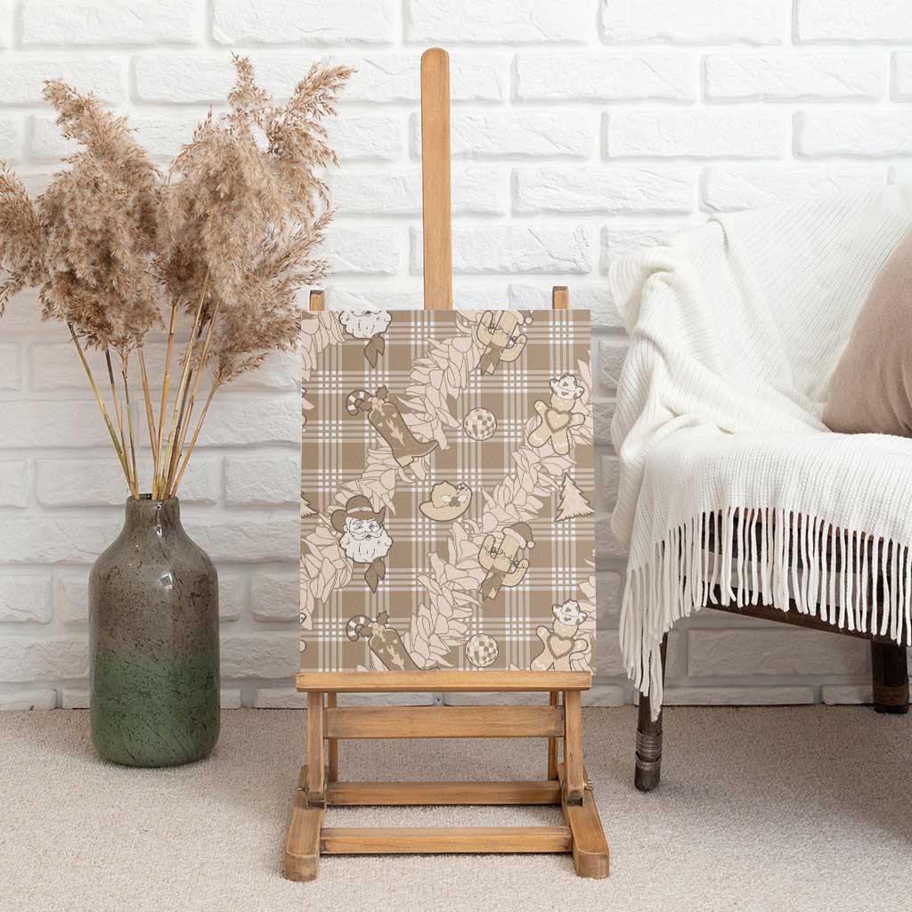 Khaki Palaka Hawaii Cowboy Christmas Canvas Wall Art Paniolo Mix Maile Lei - Polynesian Pride