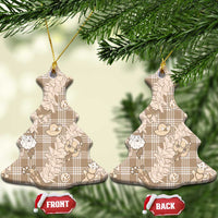 Khaki Palaka Hawaii Cowboy Christmas Ceramic Ornament Paniolo Mix Maile Lei - Polynesian Pride