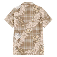 Khaki Palaka Hawaii Cowboy Christmas Family Matching Off The Shoulder Long Sleeve Dress and Hawaiian Shirt Paniolo Mix Maile Lei LT7 - Polynesian Pride