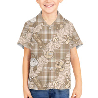 Khaki Palaka Hawaii Cowboy Christmas Family Matching Off The Shoulder Long Sleeve Dress and Hawaiian Shirt Paniolo Mix Maile Lei LT7 Son's Shirt Beige - Polynesian Pride