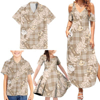 Khaki Palaka Hawaii Cowboy Christmas Family Matching Summer Maxi Dress and Hawaiian Shirt Paniolo Mix Maile Lei LT7 - Polynesian Pride