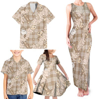 Khaki Palaka Hawaii Cowboy Christmas Family Matching Tank Maxi Dress and Hawaiian Shirt Paniolo Mix Maile Lei LT7 - Polynesian Pride