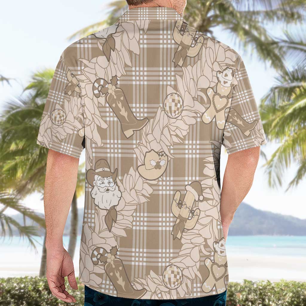 Khaki Palaka Hawaii Cowboy Christmas Hawaiian Shirt Paniolo Mix Maile Lei - Polynesian Pride