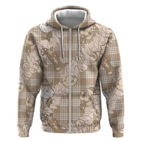 Khaki Palaka Hawaii Cowboy Christmas Hoodie Paniolo Mix Maile Lei - Polynesian Pride