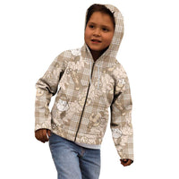 Khaki Palaka Hawaii Cowboy Christmas Kid Hoodie Paniolo Mix Maile Lei - Polynesian Pride
