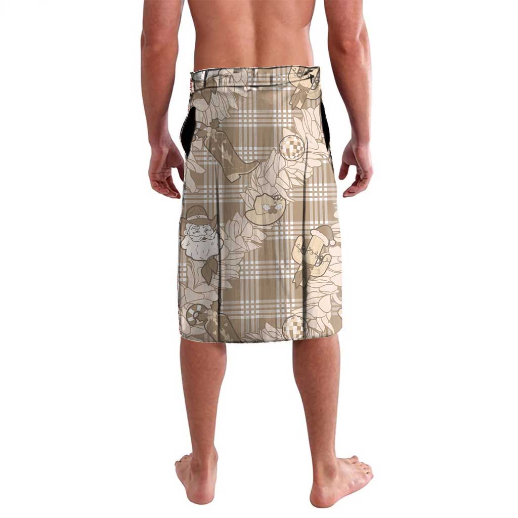 Khaki Palaka Hawaii Cowboy Christmas Lavalava Paniolo Mix Maile Lei - Polynesian Pride