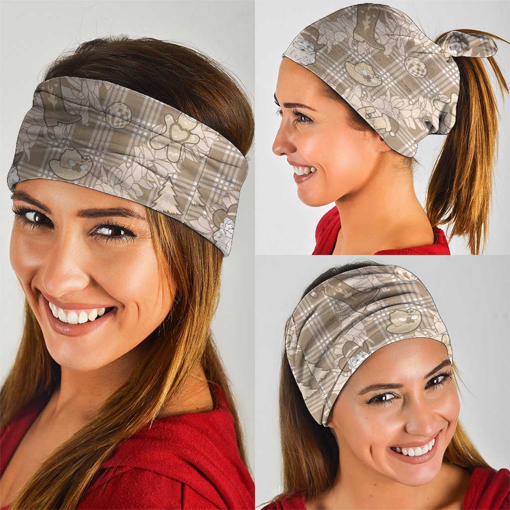 Khaki Palaka Hawaii Cowboy Christmas Neck Gaiter Paniolo Mix Maile Lei - Polynesian Pride