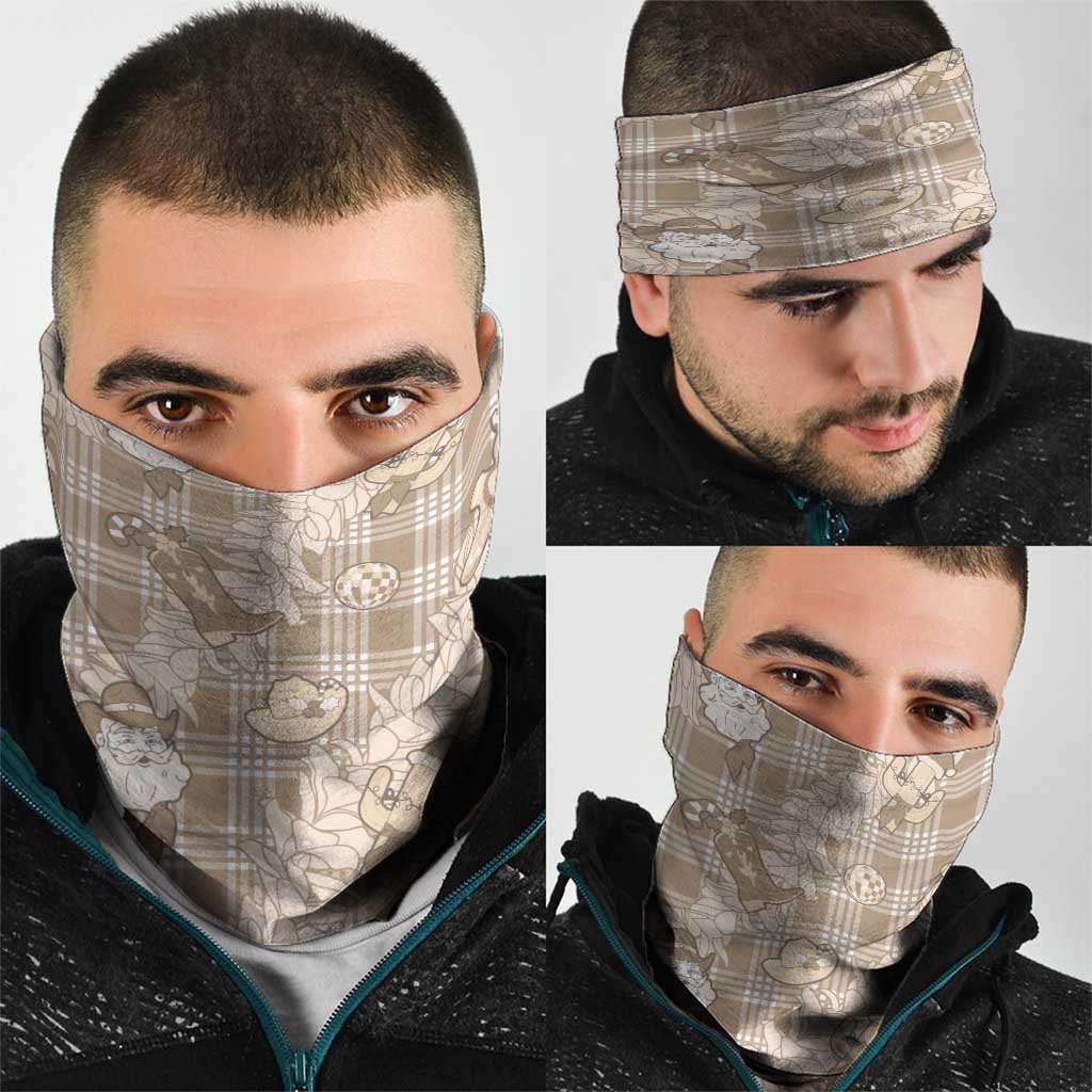 Khaki Palaka Hawaii Cowboy Christmas Neck Gaiter Paniolo Mix Maile Lei - Polynesian Pride