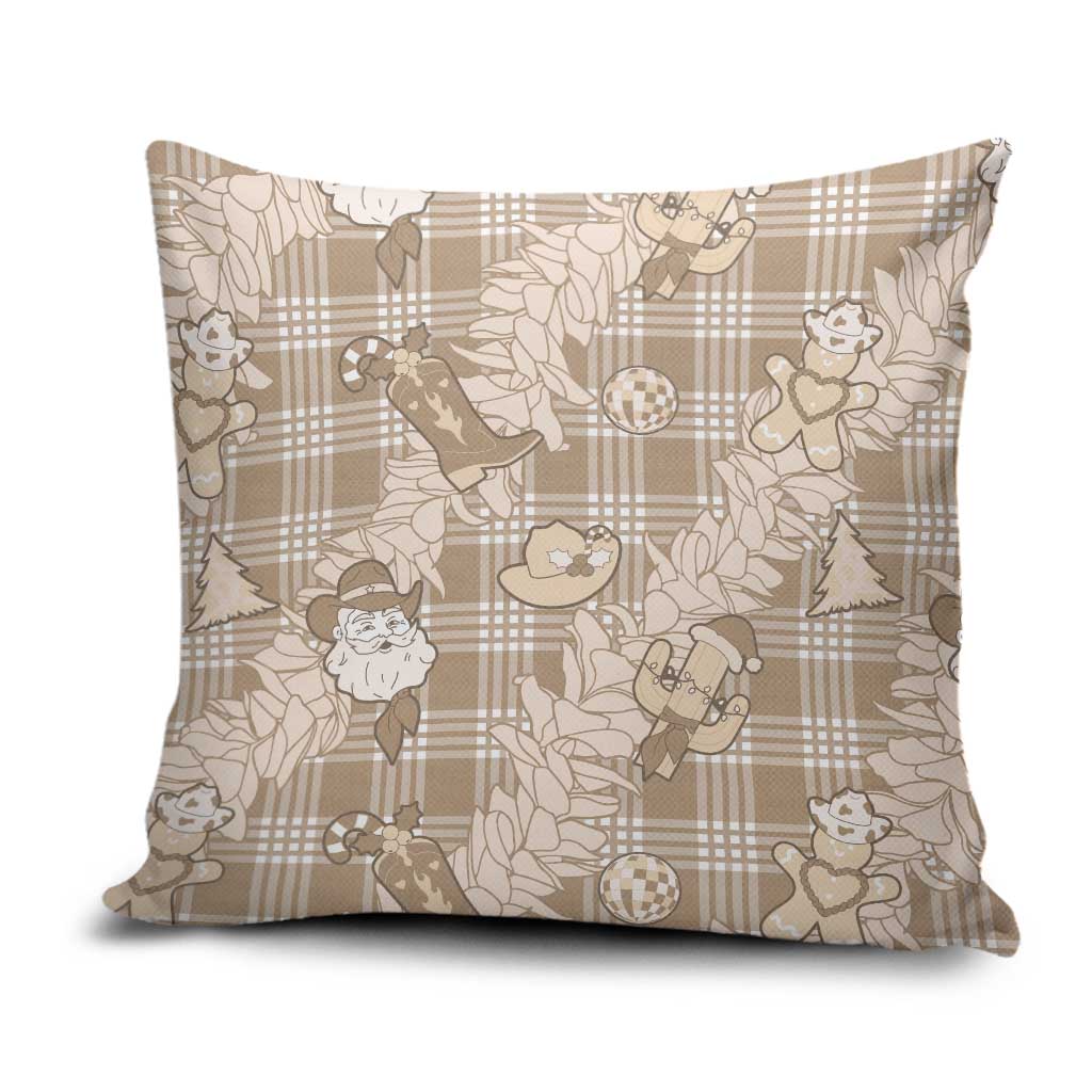 Khaki Palaka Hawaii Cowboy Christmas Pillow Cover Paniolo Mix Maile Lei LT7 Beige - Polynesian Pride