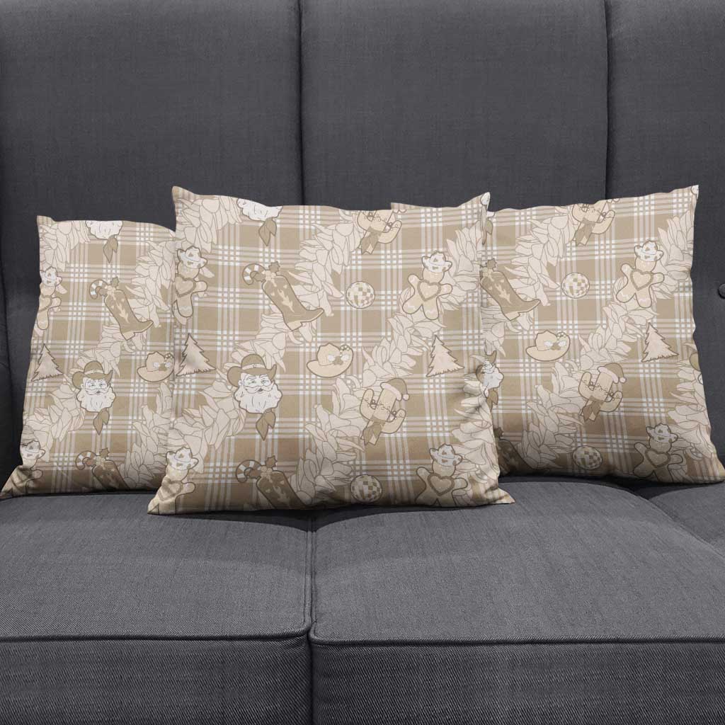 Khaki Palaka Hawaii Cowboy Christmas Pillow Cover Paniolo Mix Maile Lei LT7 - Polynesian Pride