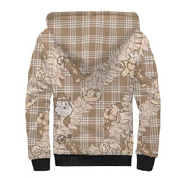 Khaki Palaka Hawaii Cowboy Christmas Sherpa Hoodie Paniolo Mix Maile Lei LT7 - Polynesian Pride