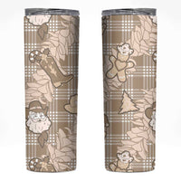 Khaki Palaka Hawaii Cowboy Christmas Skinny Tumbler Paniolo Mix Maile Lei LT7 Beige - Polynesian Pride