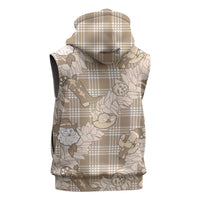Khaki Palaka Hawaii Cowboy Christmas Sleeveless Hoodie Paniolo Mix Maile Lei LT7 - Polynesian Pride