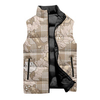 Khaki Palaka Hawaii Cowboy Christmas Sleeveless Puffer Jacket Paniolo Mix Maile Lei - Polynesian Pride