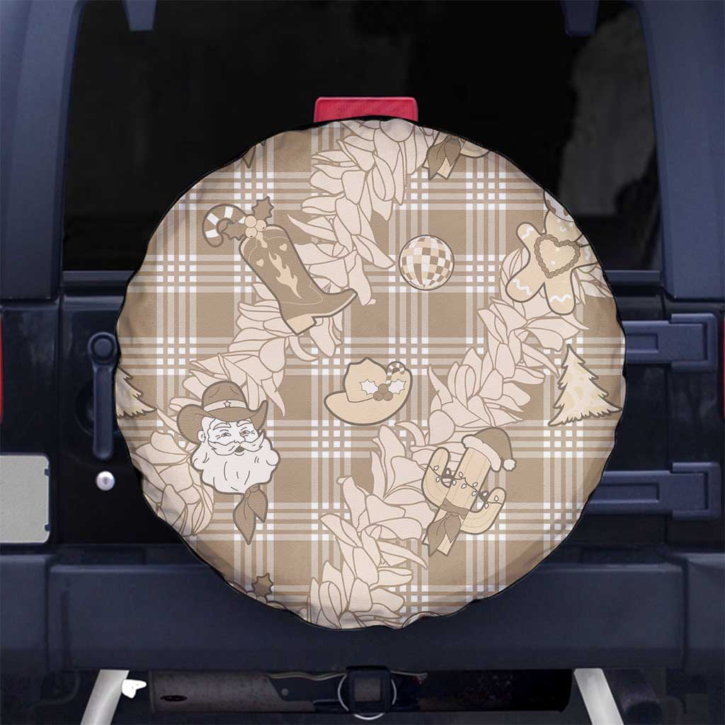 Khaki Palaka Hawaii Cowboy Christmas Spare Tire Cover Paniolo Mix Maile Lei - Polynesian Pride