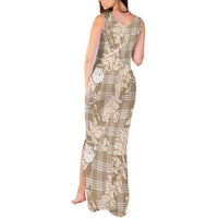 Khaki Palaka Hawaii Cowboy Christmas Tank Maxi Dress Paniolo Mix Maile Lei - Polynesian Pride