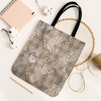 Khaki Palaka Hawaii Cowboy Christmas Tote Bag Paniolo Mix Maile Lei - Polynesian Pride