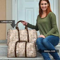 Khaki Palaka Hawaii Cowboy Christmas Travel Bag Paniolo Mix Maile Lei - Polynesian Pride