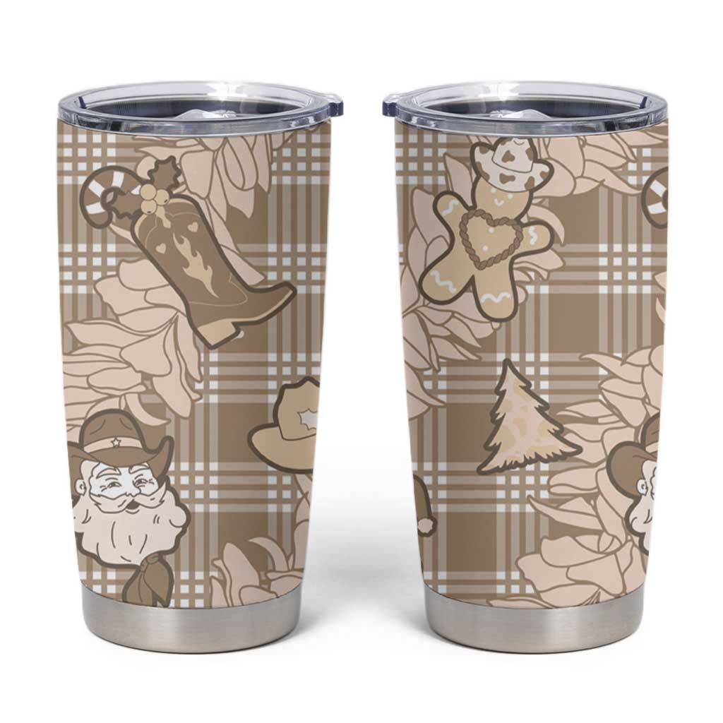 Khaki Palaka Hawaii Cowboy Christmas Tumbler Cup Paniolo Mix Maile Lei LT7 Beige - Polynesian Pride