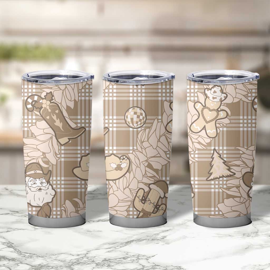 Khaki Palaka Hawaii Cowboy Christmas Tumbler Cup Paniolo Mix Maile Lei LT7 - Polynesian Pride