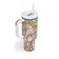 Khaki Palaka Hawaii Cowboy Christmas Tumbler With Handle Paniolo Mix Maile Lei LT7 - Polynesian Pride