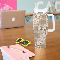 Khaki Palaka Hawaii Cowboy Christmas Tumbler With Handle Paniolo Mix Maile Lei LT7 - Polynesian Pride