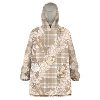 Khaki Palaka Hawaii Cowboy Christmas Wearable Blanket Hoodie Paniolo Mix Maile Lei LT7 One Size Beige - Polynesian Pride
