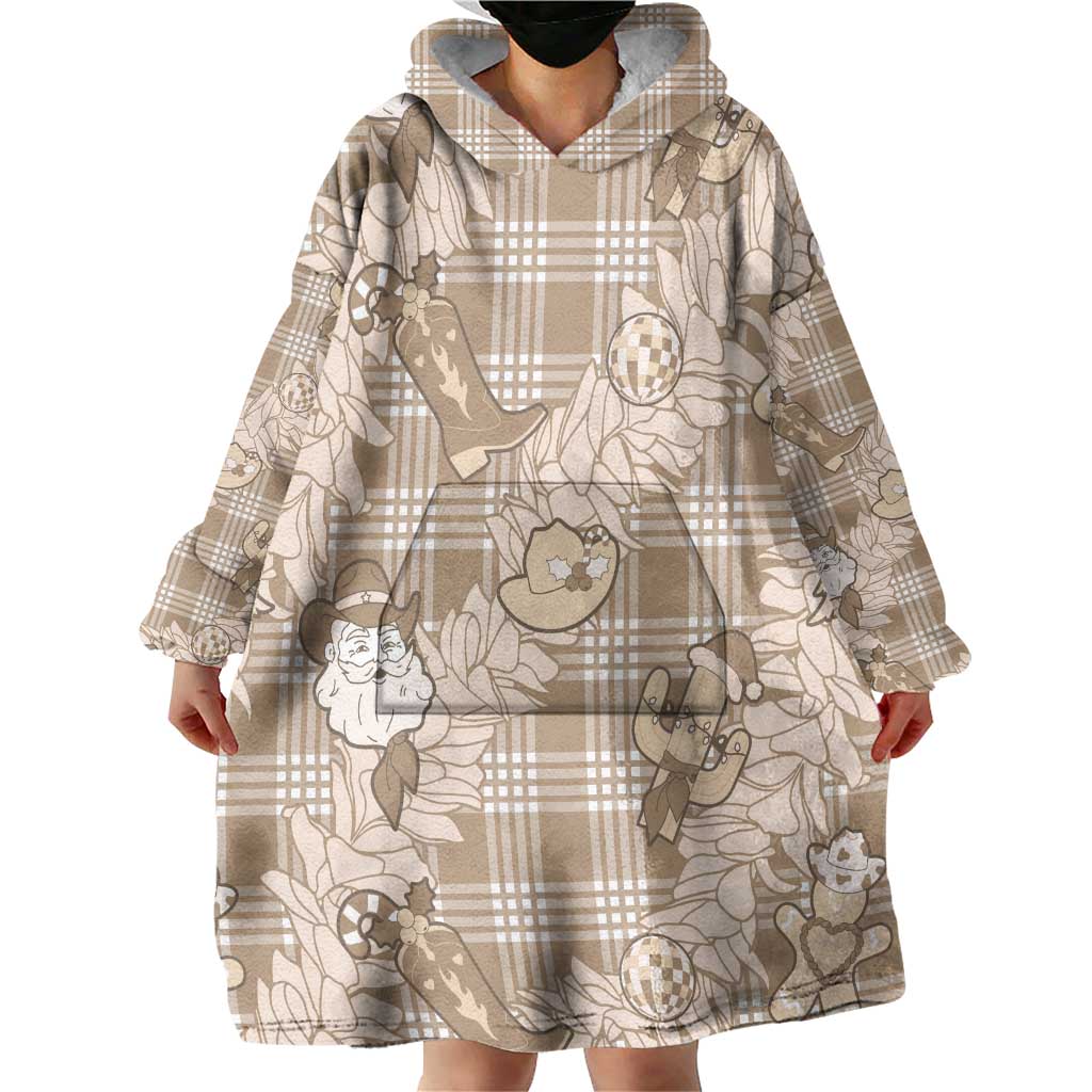Khaki Palaka Hawaii Cowboy Christmas Wearable Blanket Hoodie Paniolo Mix Maile Lei LT7 - Polynesian Pride