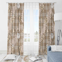 Khaki Palaka Hawaii Cowboy Christmas Window Curtain Paniolo Mix Maile Lei - Polynesian Pride