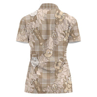 Khaki Palaka Hawaii Cowboy Christmas Women Polo Shirt Paniolo Mix Maile Lei LT7 - Polynesian Pride