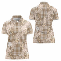 Khaki Palaka Hawaii Cowboy Christmas Women Polo Shirt Paniolo Mix Maile Lei LT7 - Polynesian Pride