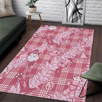 Pink Palaka Hawaii Cowboy Christmas Area Rug Paniolo Mix Maile Lei LT7 Pink - Polynesian Pride