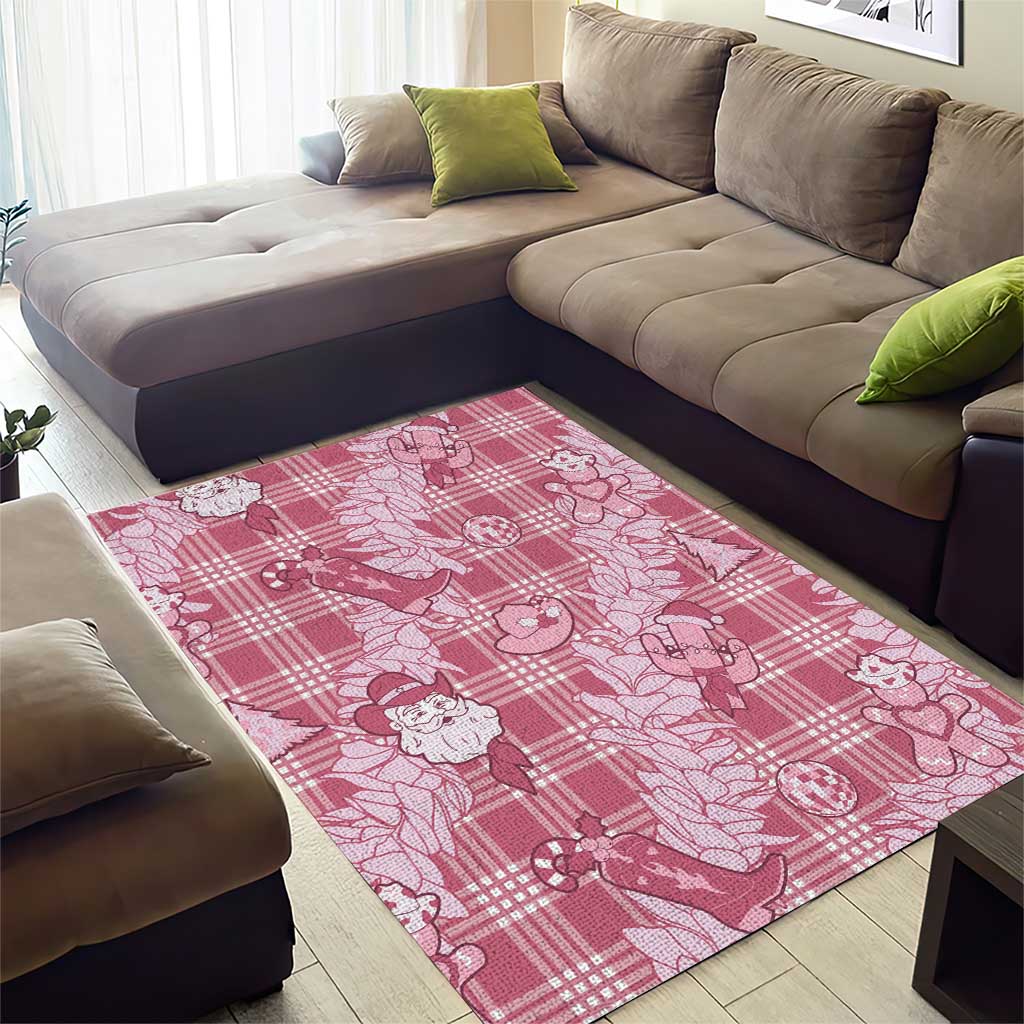 Pink Palaka Hawaii Cowboy Christmas Area Rug Paniolo Mix Maile Lei LT7 - Polynesian Pride