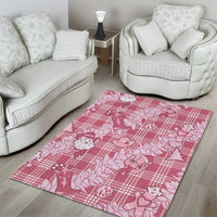 Pink Palaka Hawaii Cowboy Christmas Area Rug Paniolo Mix Maile Lei LT7 - Polynesian Pride