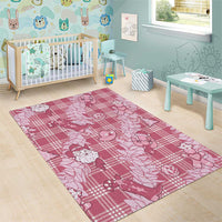 Pink Palaka Hawaii Cowboy Christmas Area Rug Paniolo Mix Maile Lei LT7 - Polynesian Pride