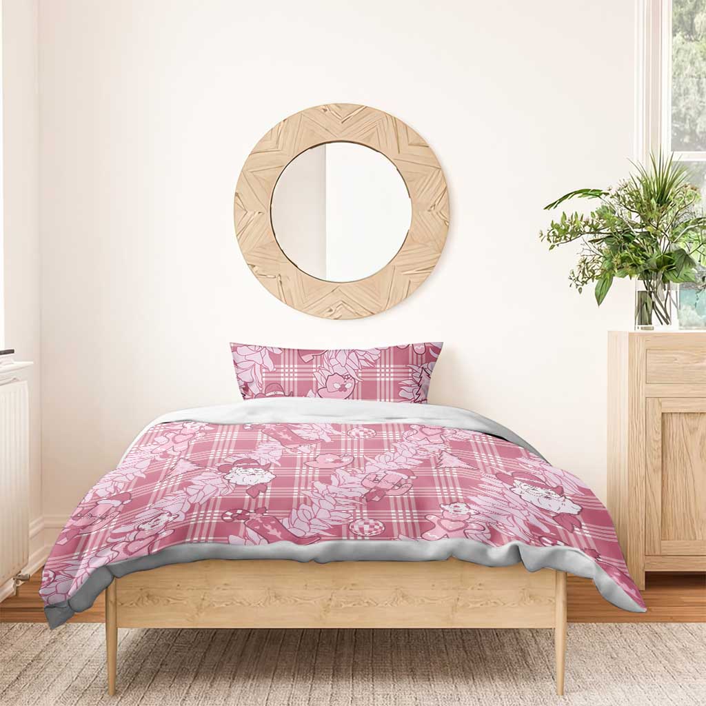 Pink Palaka Hawaii Cowboy Christmas Bedding Set Paniolo Mix Maile Lei - Polynesian Pride