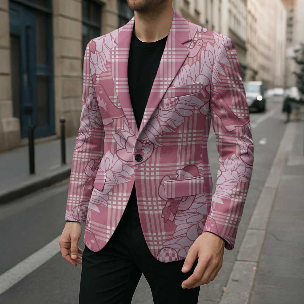 Pink Palaka Hawaii Cowboy Christmas Blazer Paniolo Mix Maile Lei - Polynesian Pride