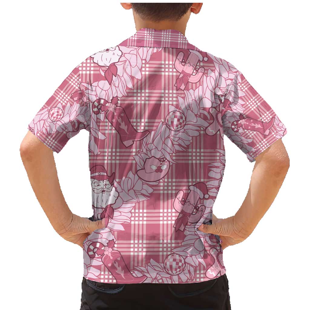 Pink Palaka Hawaii Cowboy Christmas Family Matching Mermaid Dress and Hawaiian Shirt Paniolo Mix Maile Lei LT7 - Polynesian Pride