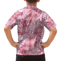 Pink Palaka Hawaii Cowboy Christmas Family Matching Off The Shoulder Long Sleeve Dress and Hawaiian Shirt Paniolo Mix Maile Lei LT7 - Polynesian Pride