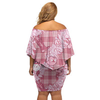 Pink Palaka Hawaii Cowboy Christmas Family Matching Off Shoulder Short Dress and Hawaiian Shirt Paniolo Mix Maile Lei LT7 - Polynesian Pride