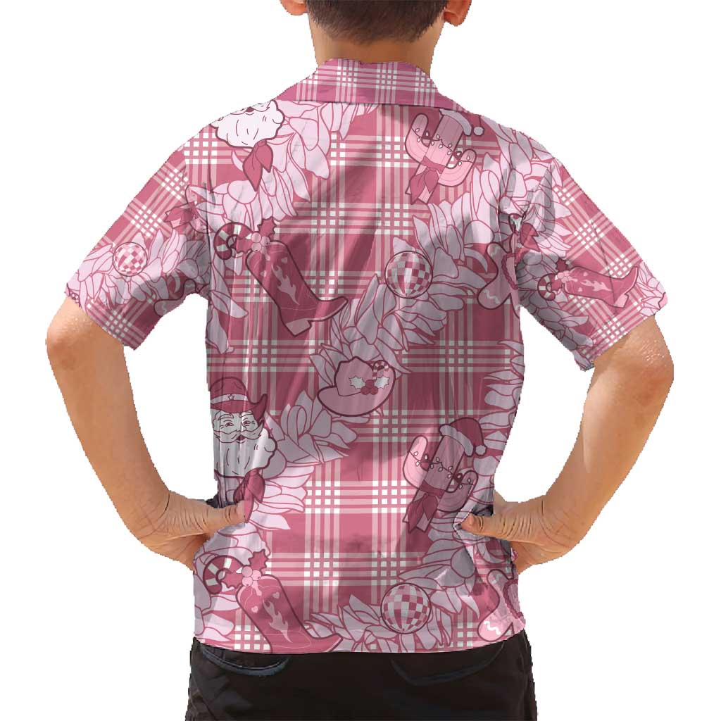 Pink Palaka Hawaii Cowboy Christmas Family Matching Puletasi and Hawaiian Shirt Paniolo Mix Maile Lei LT7 - Polynesian Pride