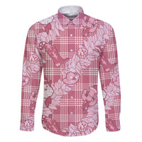 Pink Palaka Hawaii Cowboy Christmas Family Matching Puletasi and Hawaiian Shirt Paniolo Mix Maile Lei LT7 Dad's Shirt - Long Sleeve Pink - Polynesian Pride