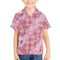 Pink Palaka Hawaii Cowboy Christmas Family Matching Puletasi and Hawaiian Shirt Paniolo Mix Maile Lei LT7 Son's Shirt Pink - Polynesian Pride