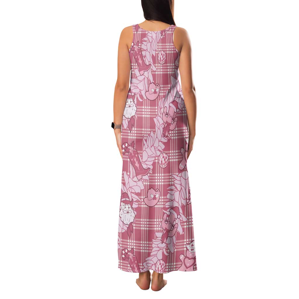 Pink Palaka Hawaii Cowboy Christmas Family Matching Tank Maxi Dress and Hawaiian Shirt Paniolo Mix Maile Lei LT7 - Polynesian Pride