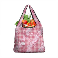 Pink Palaka Hawaii Cowboy Christmas Grocery Bag Paniolo Mix Maile Lei LT7 1-pack One Size Pink - Polynesian Pride