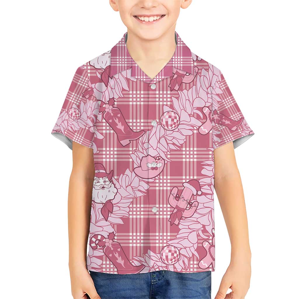 Pink Palaka Hawaii Cowboy Christmas Hawaiian Shirt Paniolo Mix Maile Lei - Polynesian Pride