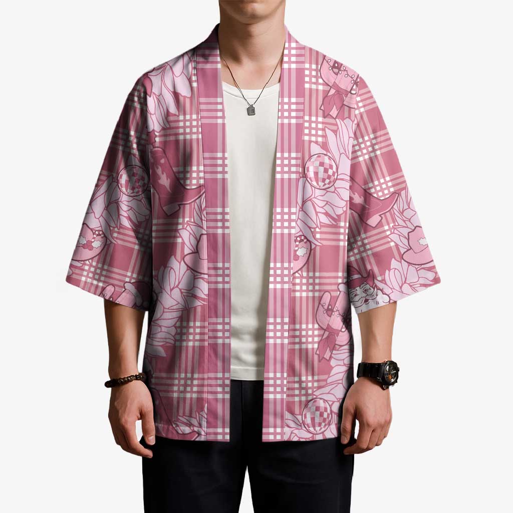 Pink Palaka Hawaii Cowboy Christmas Kimono Paniolo Mix Maile Lei - Polynesian Pride